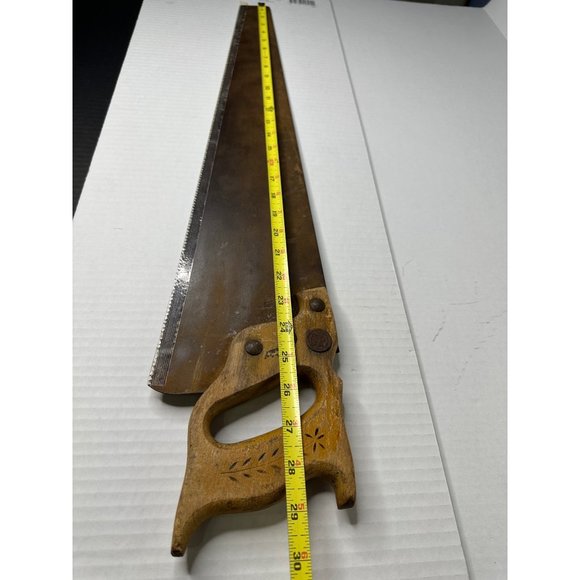VTG Warranted Superior wooden handled rust patina hand saw crafting artwork - Picture 7 of 8